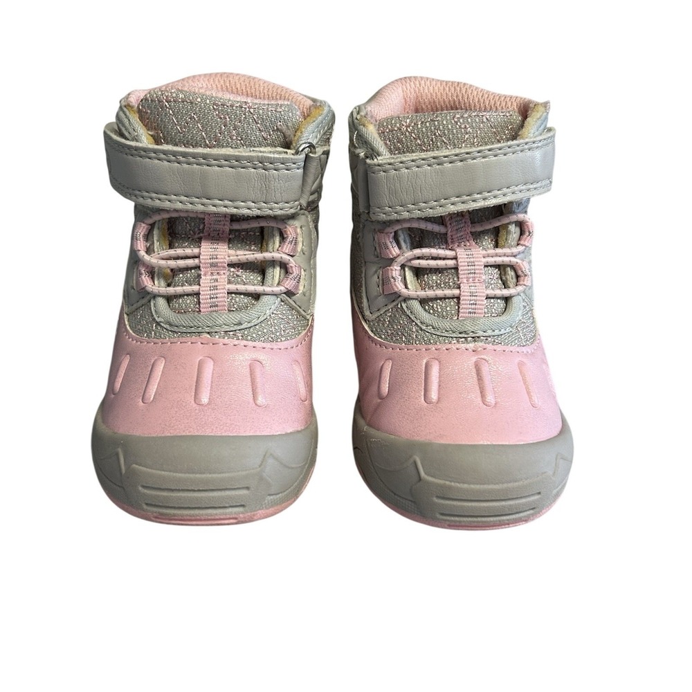 Stride‎ Rite 360 Girls Boots 5 Medium Wide Nebraska Pink Grey Removable Insert